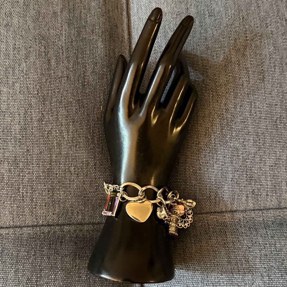 Silver-tone Adjustable Charm Bracelet with 12 charms. - Picture 6 of 8